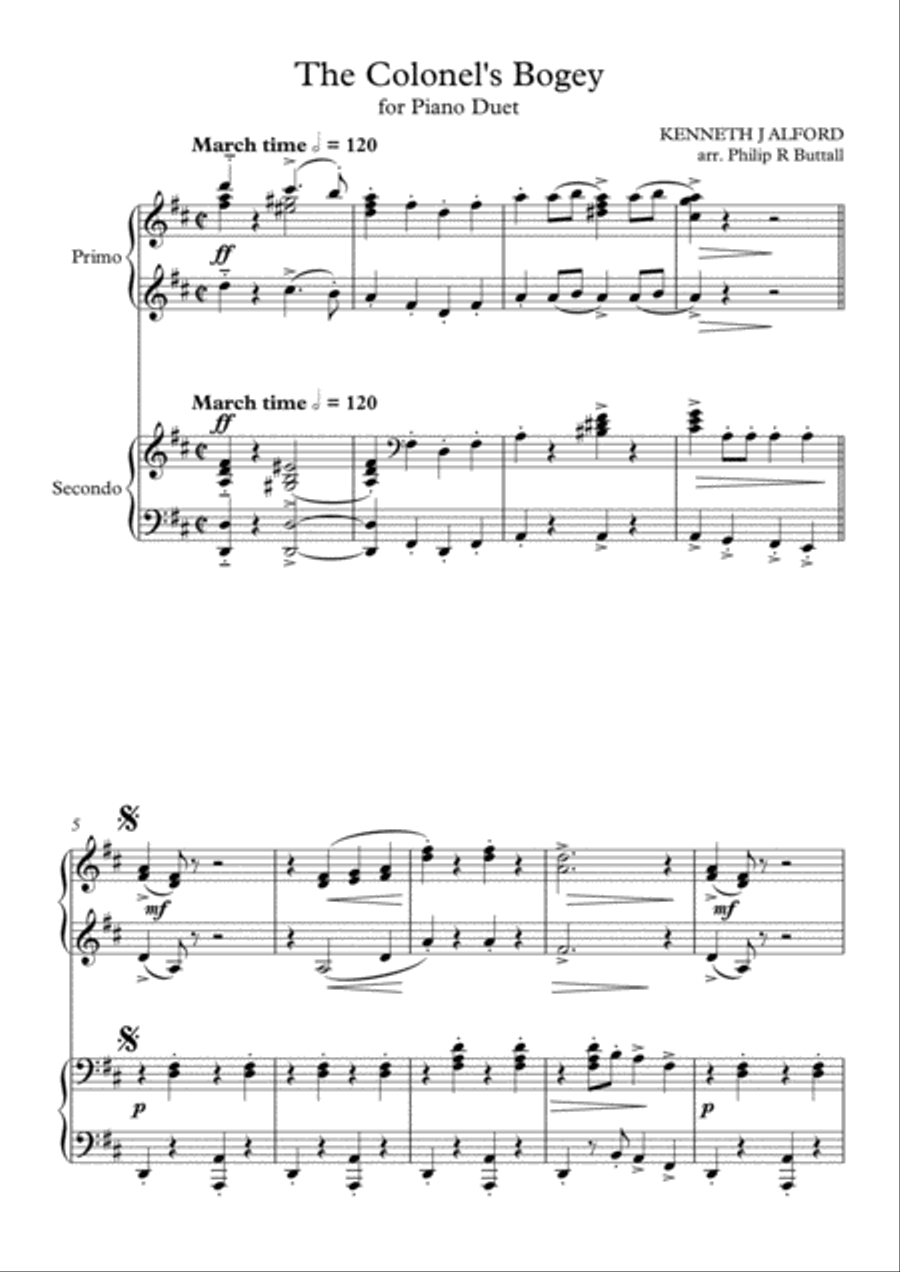 The Colonel's Bogey (Piano Duet - Four Hands) Piano Duet scores gallery preview page 2