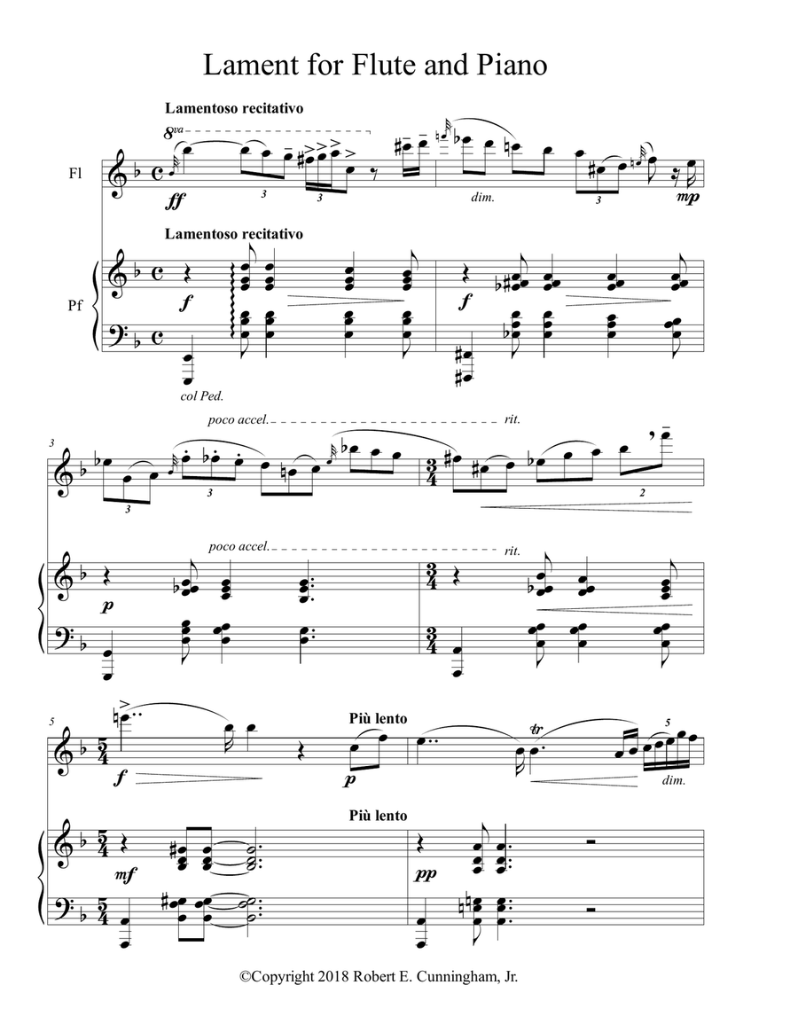 Lament for Flute and Piano Flute Solo scores gallery preview page 2