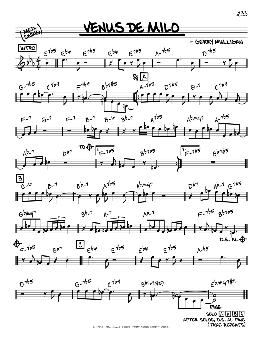 Venus De Milo Piano scores gallery preview page 1