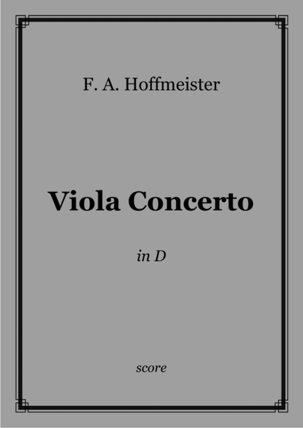 F. A. Hoffmeister - Viola Concerto in D