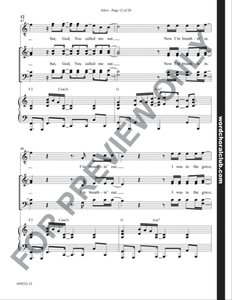 Alive - Anthem Alive - Anthem 4-Part scores gallery preview page 12