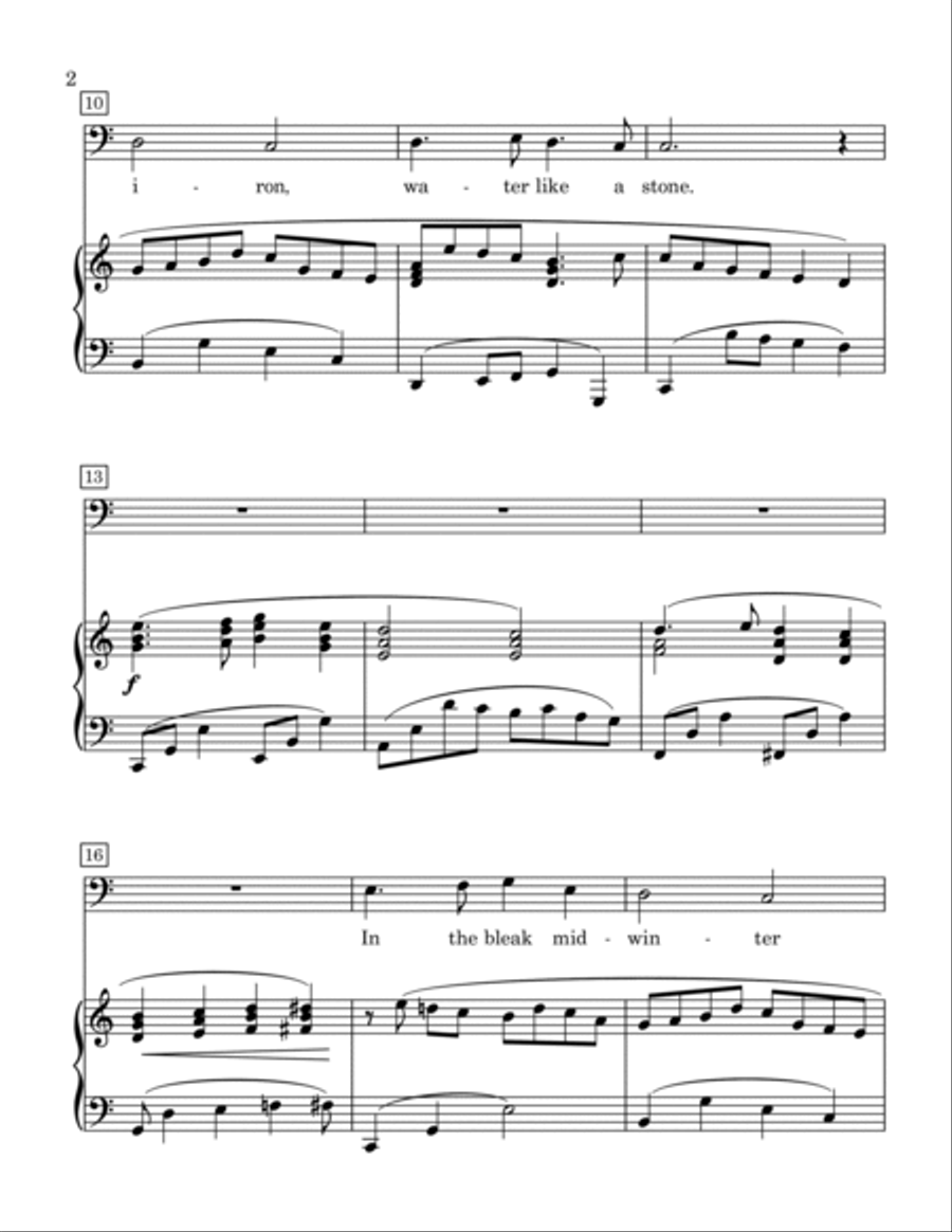 In the Bleak Midwinter - Bass Solo Bass Voice scores gallery preview page 2