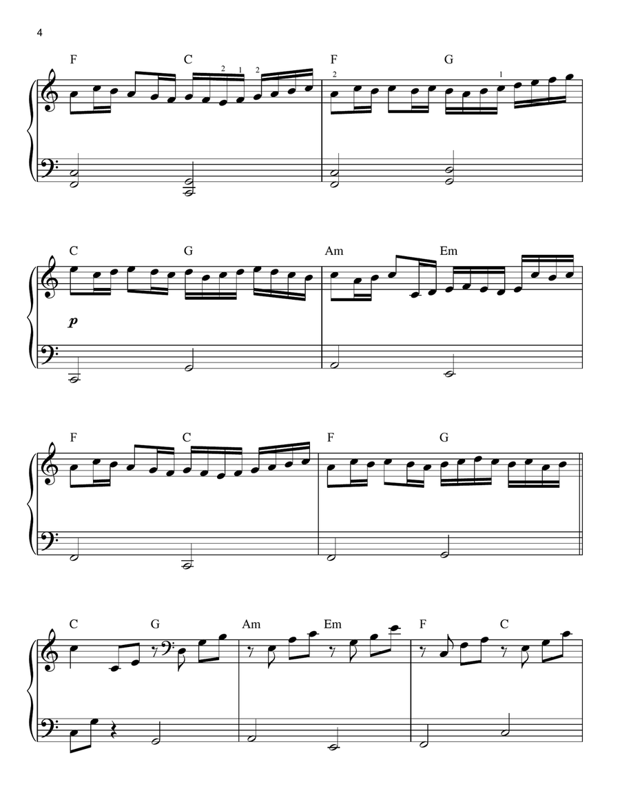 Variations On The Kanon By Pachelbel Easy Piano scores gallery preview page 4