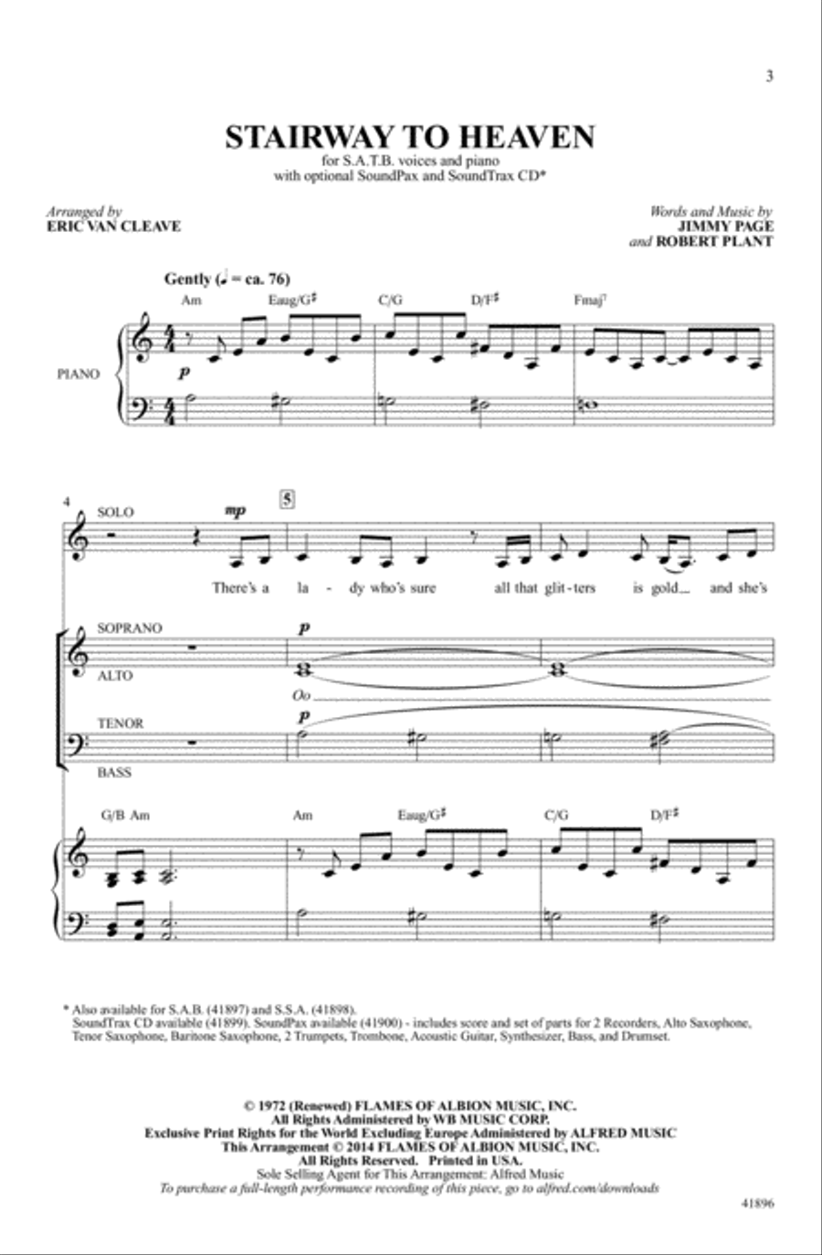 Stairway to Heaven Choir scores gallery preview page 1