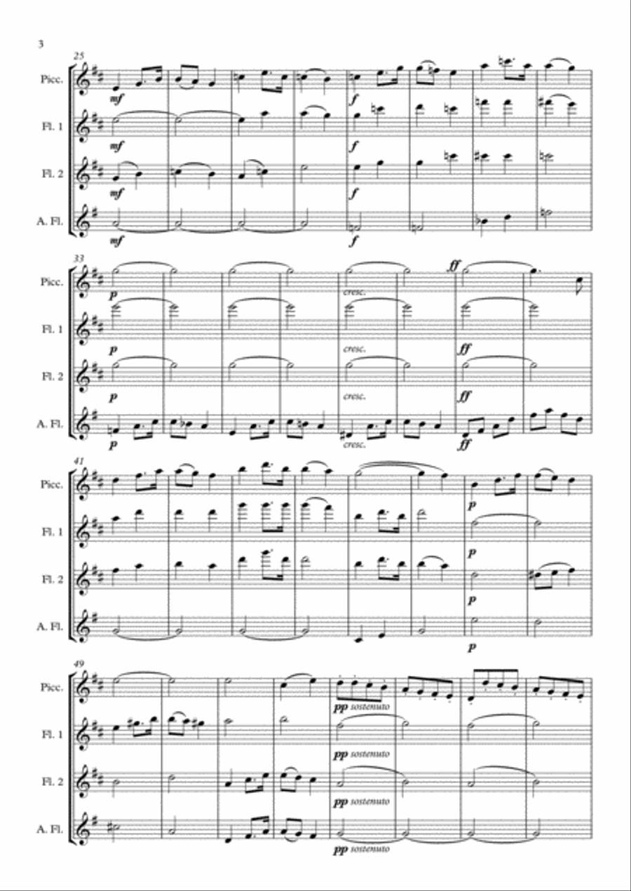 Christmas Bells arranged for Flute Quartet Flute Quartet scores gallery preview page 4