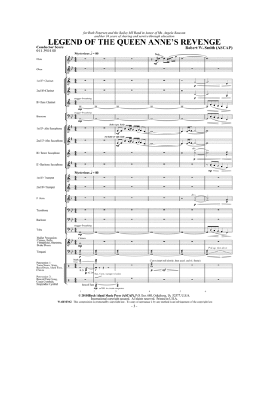 Legend of the Queen Anne's Revenge Concert Band scores gallery preview page 2