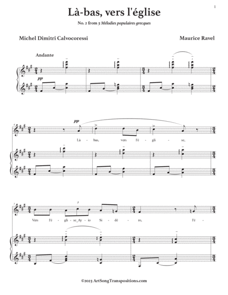 RAVEL: Là-bas, vers l’église (transposed to F-sharp minor)
