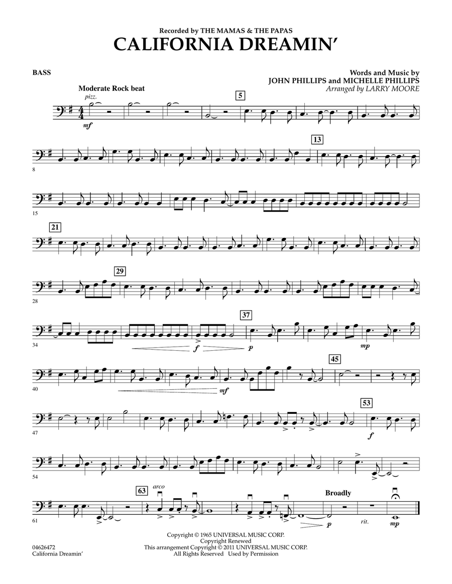 California Dreamin' - Bass Orchestra scores gallery preview page 1