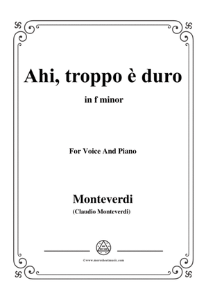 Monteverdi-Ahi, troppo è duro,from 'Il Balletto delle ingrate',in f minor,for Voice and Piano