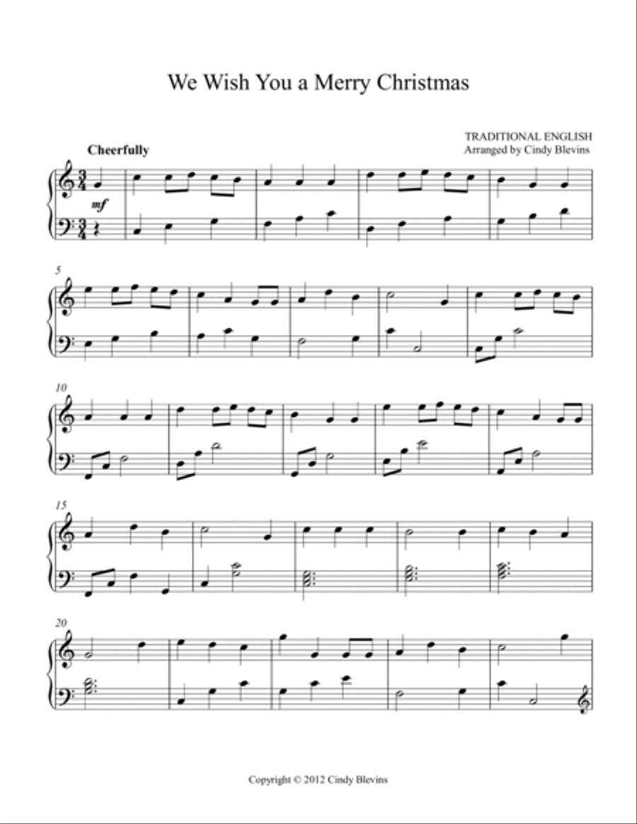 We Wish You a Merry Christmas, for Lever or Pedal Harp Pedal Harp scores gallery preview page 2