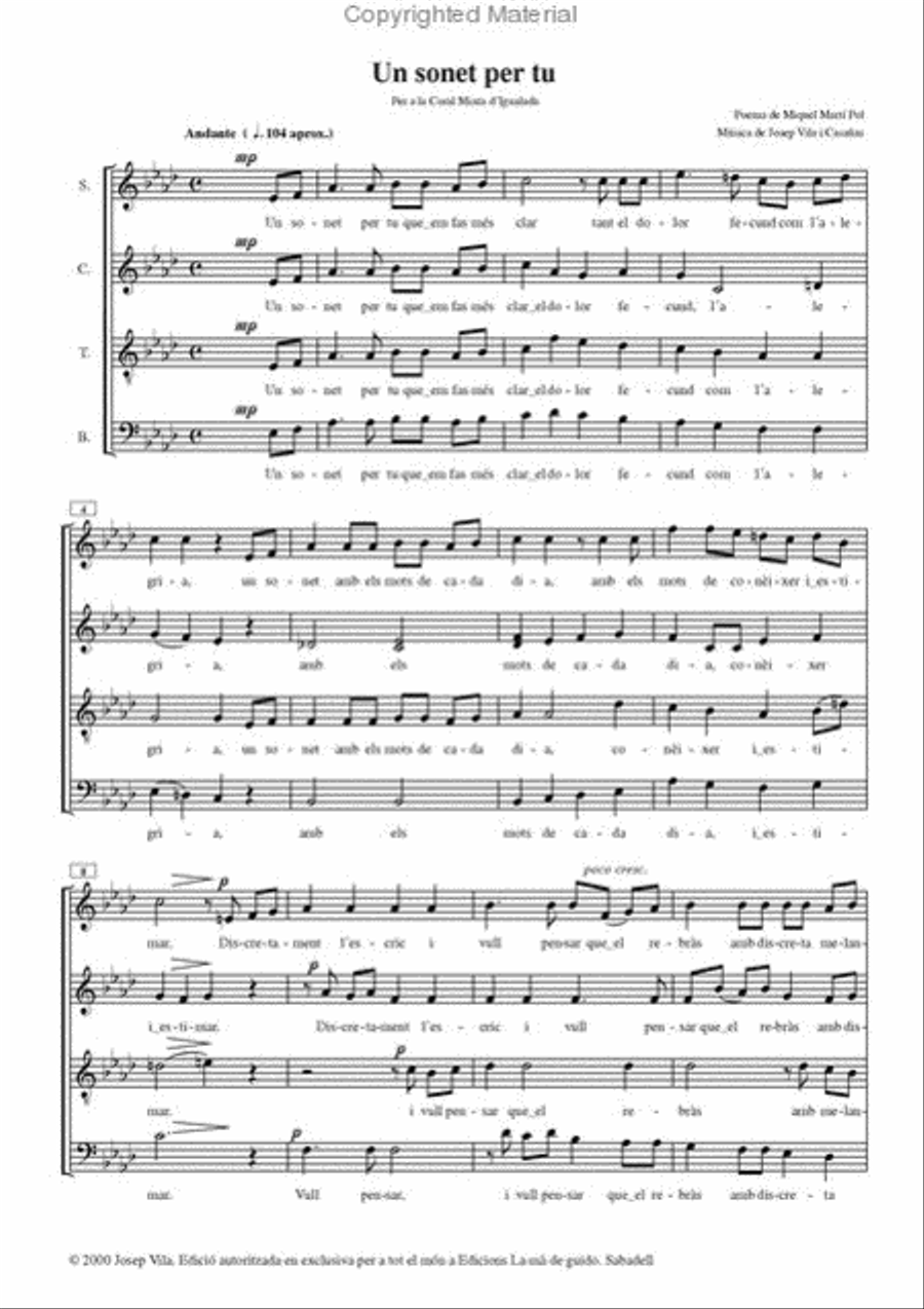 Un sonet per a tu 4-Part scores gallery preview page 2