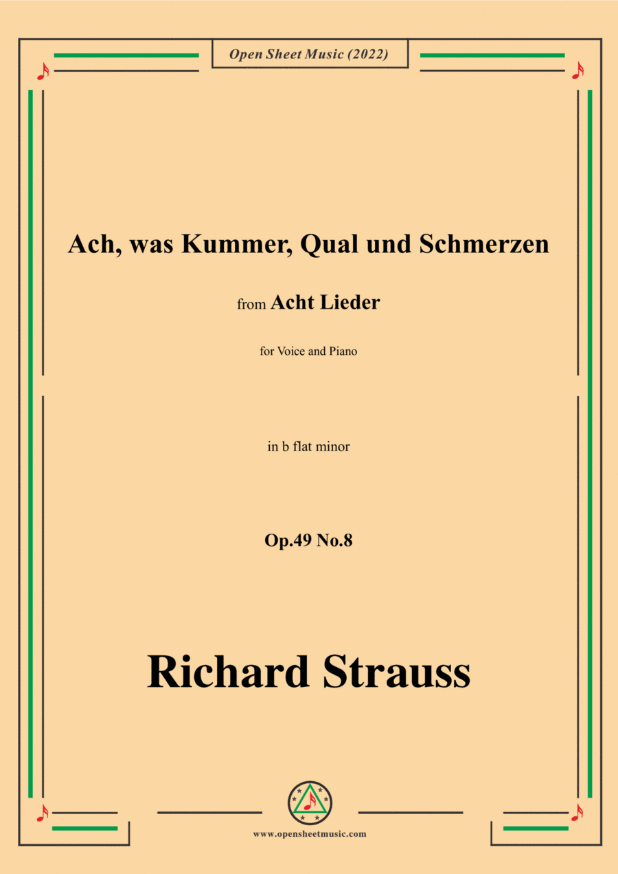 Richard Strauss-Ach,was Kummer,Qual und Schmerzen,in b flat minor Voice scores gallery preview page 1