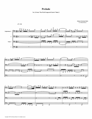 Prelude 21 from Well-Tempered Clavier, Book 2 (Euphonium-Tuba Quartet)