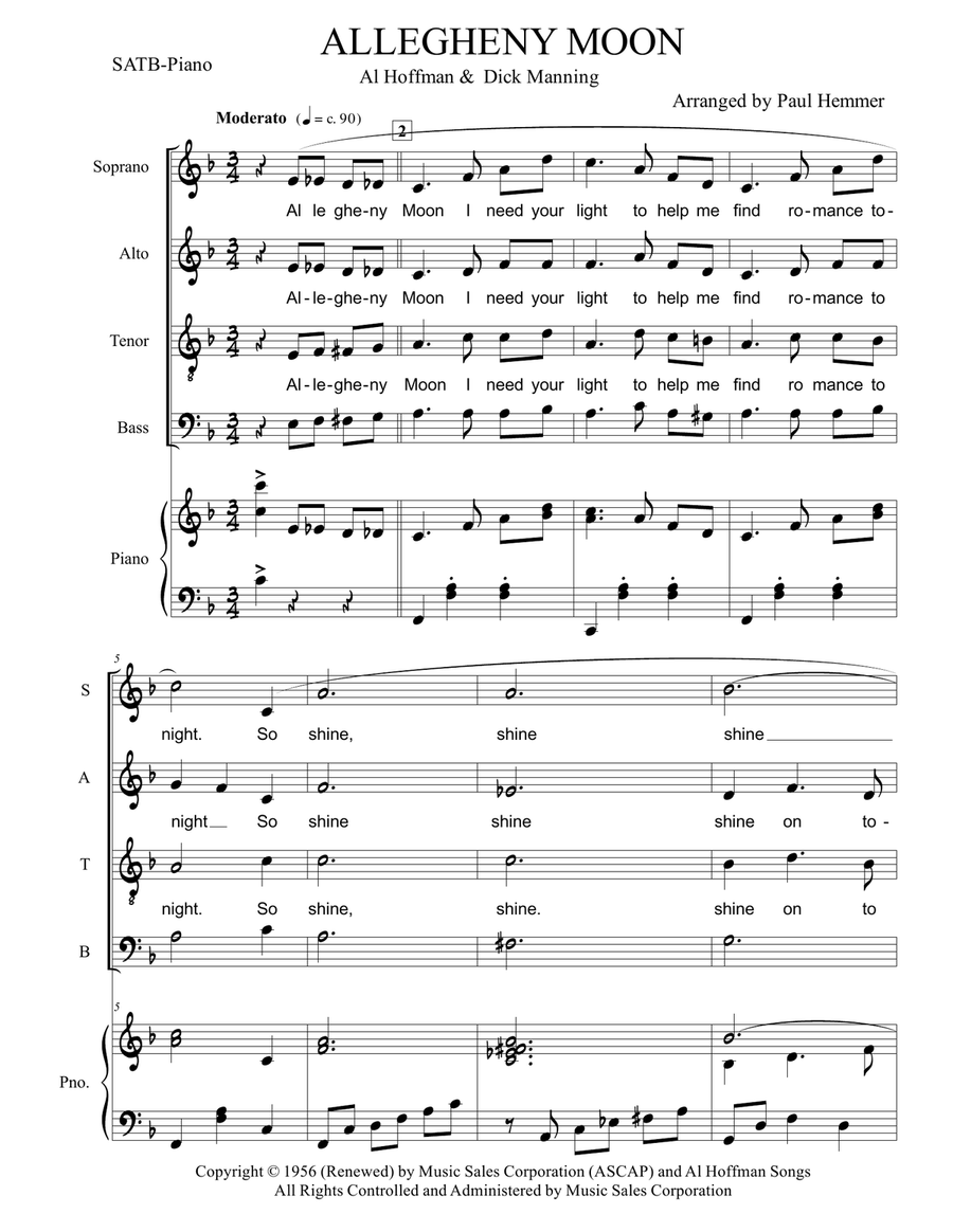 Allegheny Moon Allegheny Moon 4-Part scores gallery preview page 1