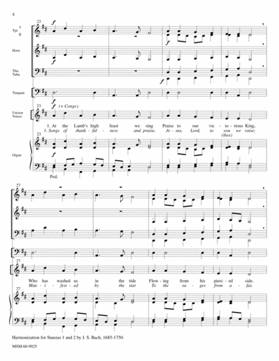 At the Lamb's High Feast We Sing Songs of Thankfulness and Praise (Downloadable Full Score) image number null