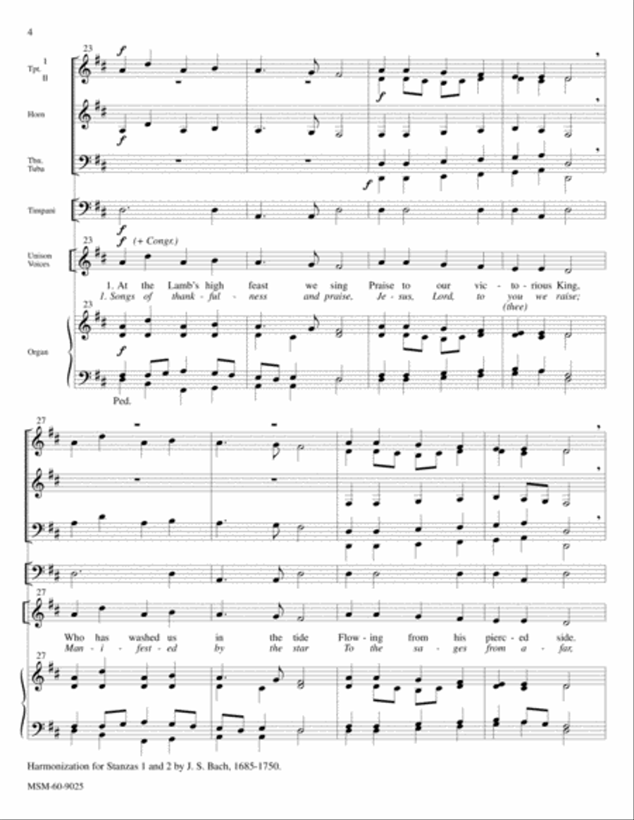 At the Lamb's High Feast We Sing Songs of Thankfulness and Praise (Downloadable Full Score) image number null