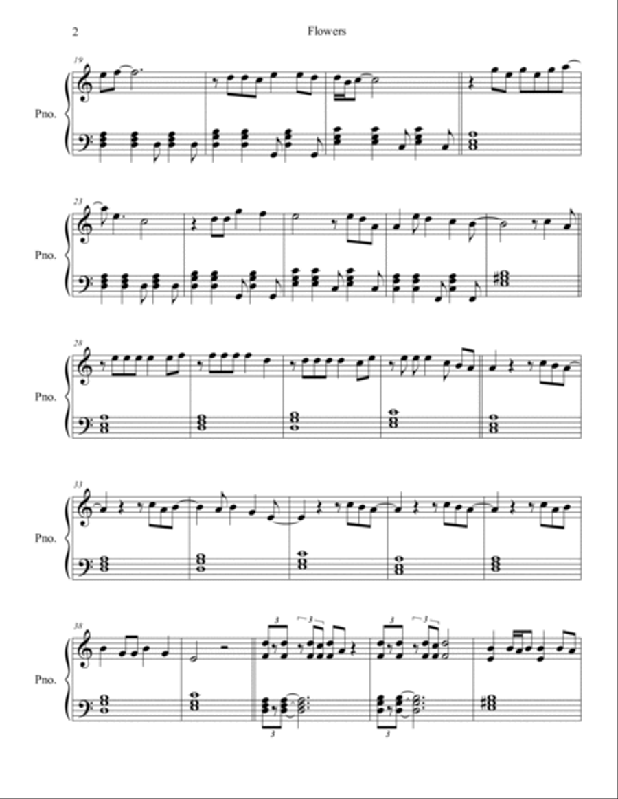 Flowers Easy Piano scores gallery preview page 2