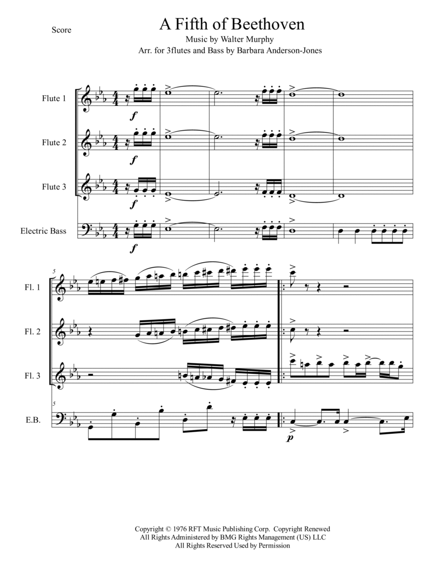 A Fifth Of Beethoven Small Ensemble scores gallery preview page 1