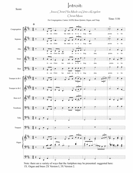Introit for the Chrism Mass, for SATB, Orchestra, Organ and Congregation