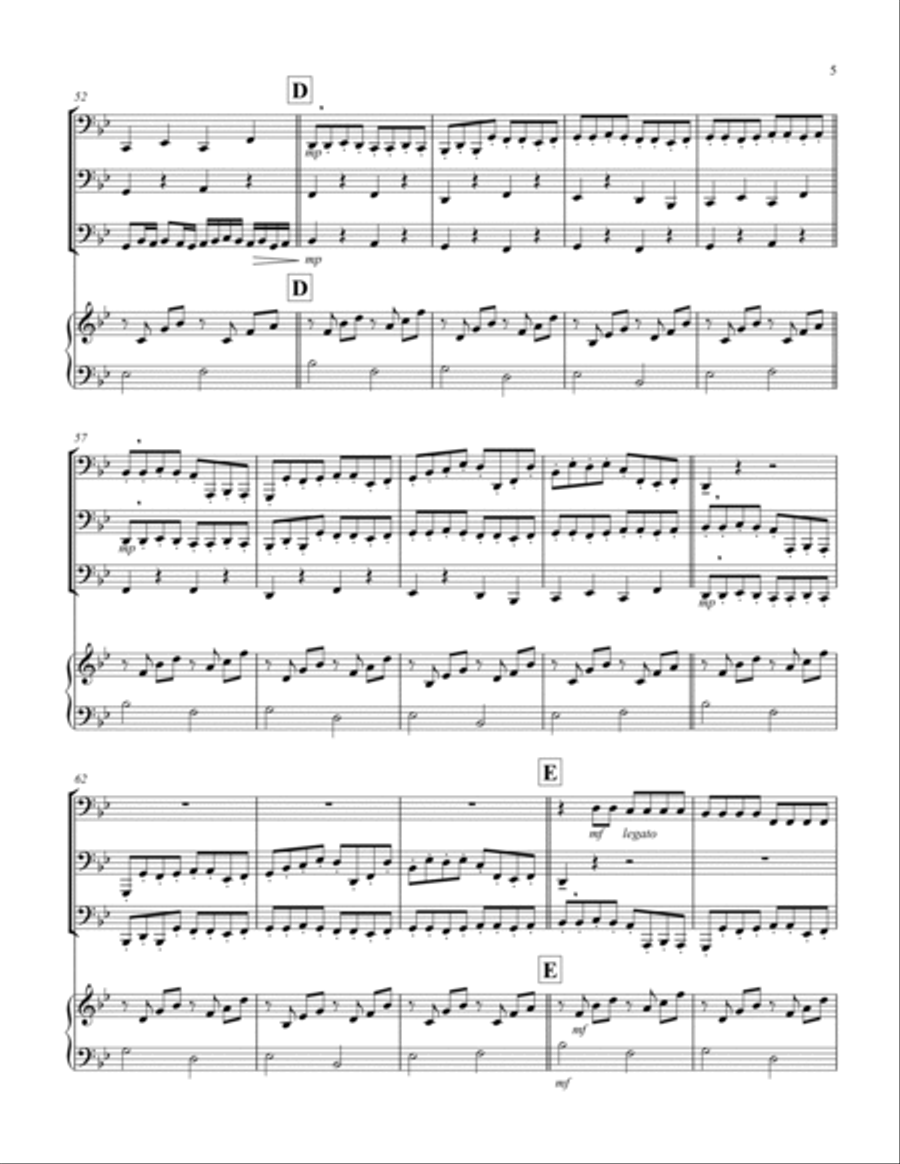 Canon (Pachelbel) (Bb) (Tuba Trio, Keyboard) Brass Trio scores gallery preview page 5