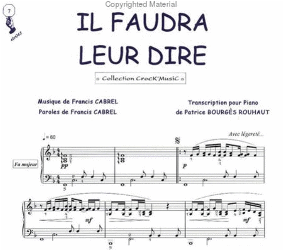 Il faudra leur dire (Collection CrocK'MusiC) Piano Solo scores gallery preview page 2