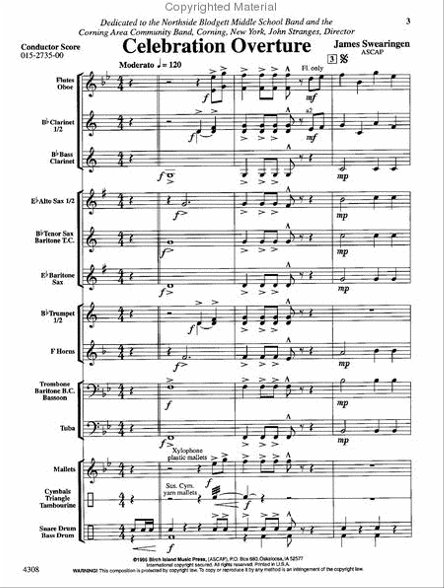 A Celebration Overture Concert Band scores gallery preview page 2