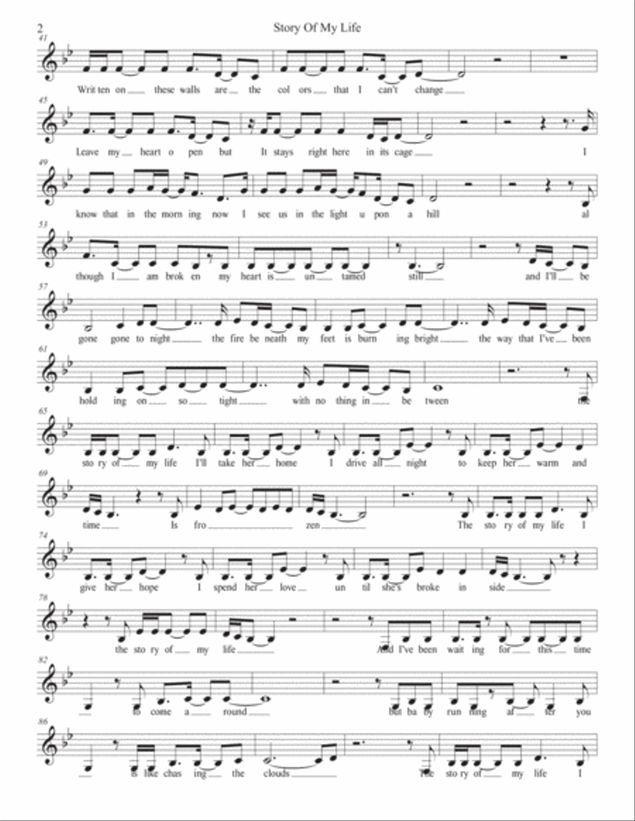 Story Of My Life Horn Solo scores gallery preview page 2