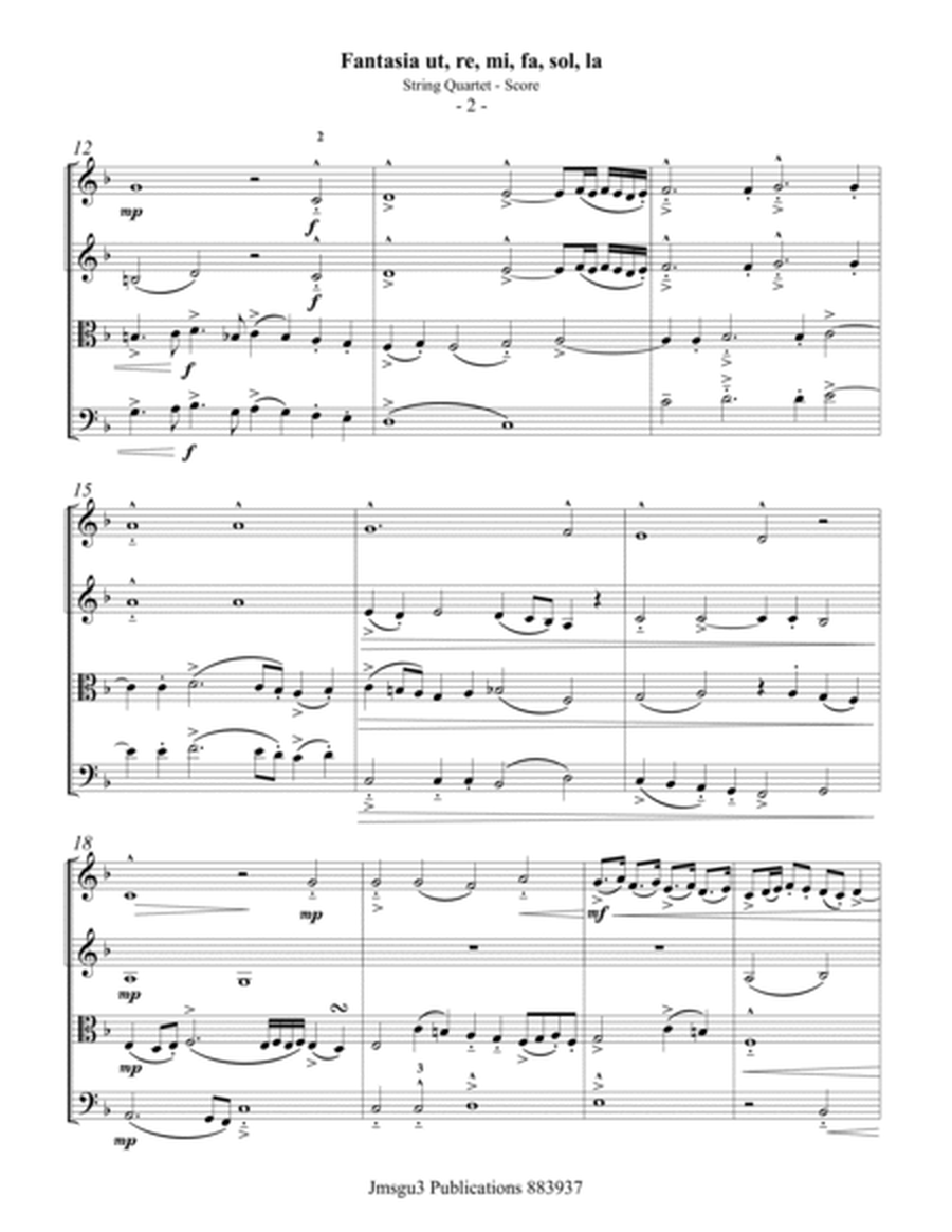 Sweelinck: Fantasia Ut, re, mi, fa, sol, la for String Quartet - Score Only image number null