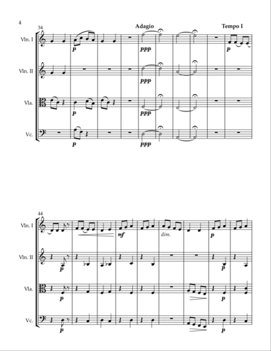 3 Quartets Flower Song My Gift To You To Cook a Goose String Quartet scores gallery preview page 4