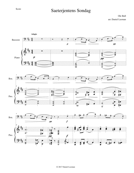 Saeterjentens Sondag for Bassoon & Piano image number null