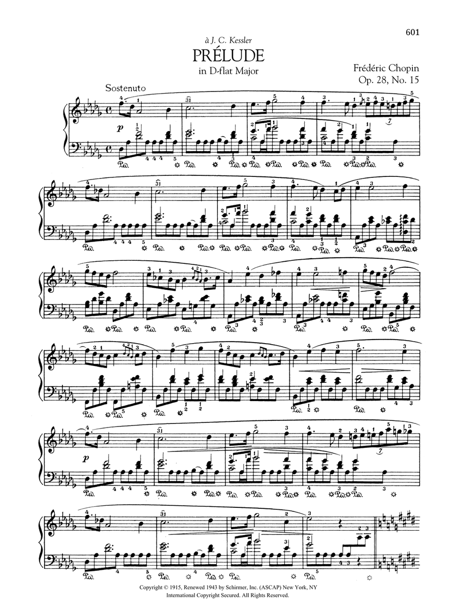 Prelude in D-flat Major, Op. 28, No. 15 Piano Solo scores gallery preview page 1