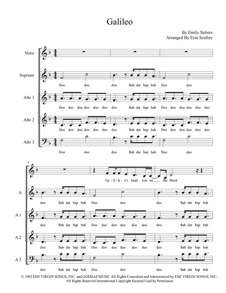Galileo Galileo A Cappella scores gallery preview page 1