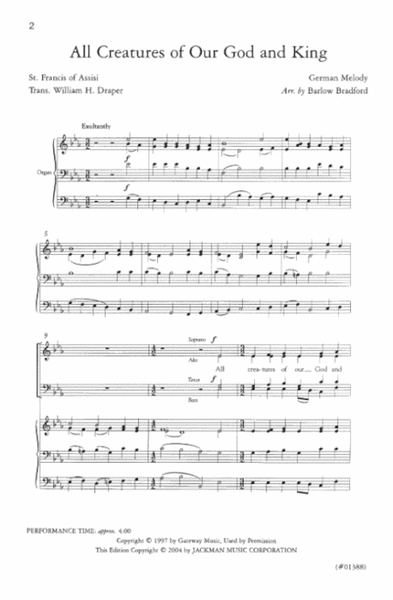 All Creatures of Our God and King - SATB - Bradford image number null