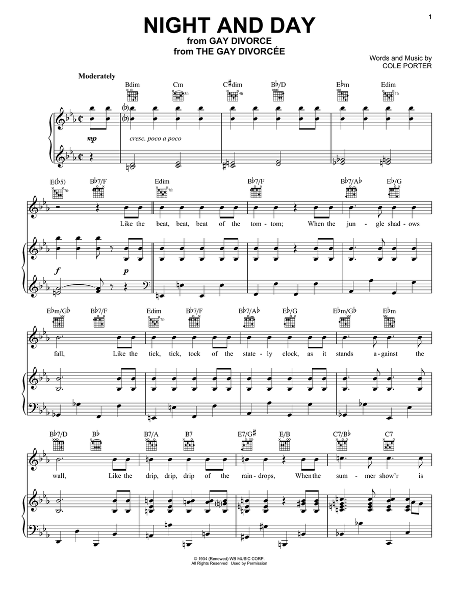 Night And Day Night And Day Piano, Vocal, Guitar scores gallery preview page 1