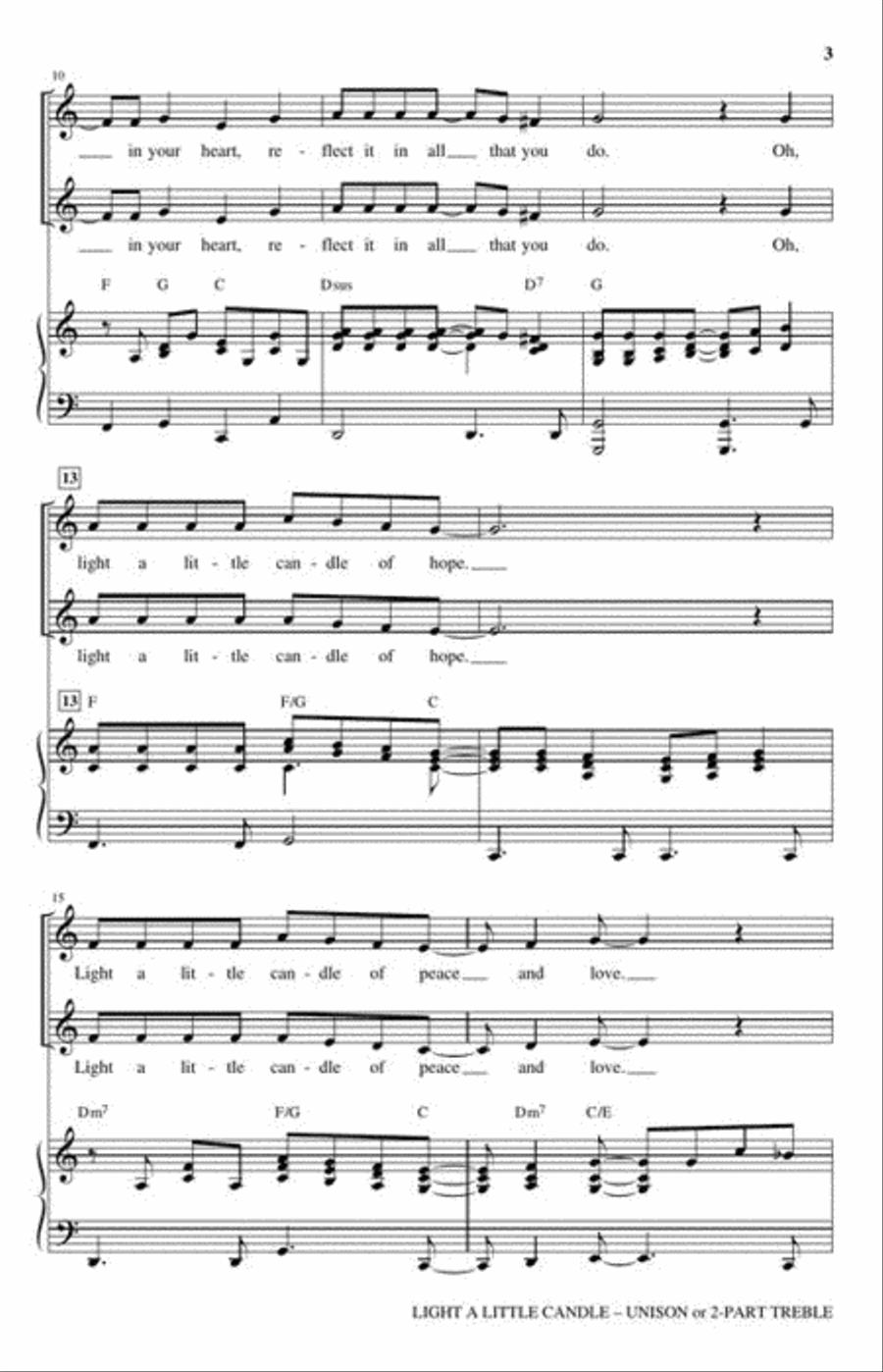 Light a Little Candle Unison Choir scores gallery preview page 4