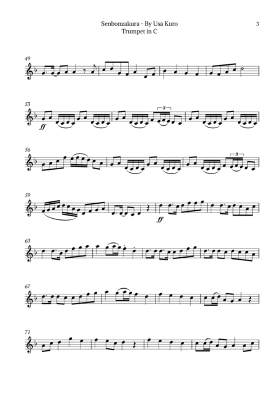 Senbonzakura C Trumpet scores gallery preview page 3