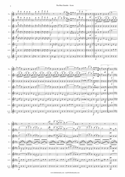 The Blue Danube (An der Shonen Blauen Donau) - Full Version for Flute Choir image number null
