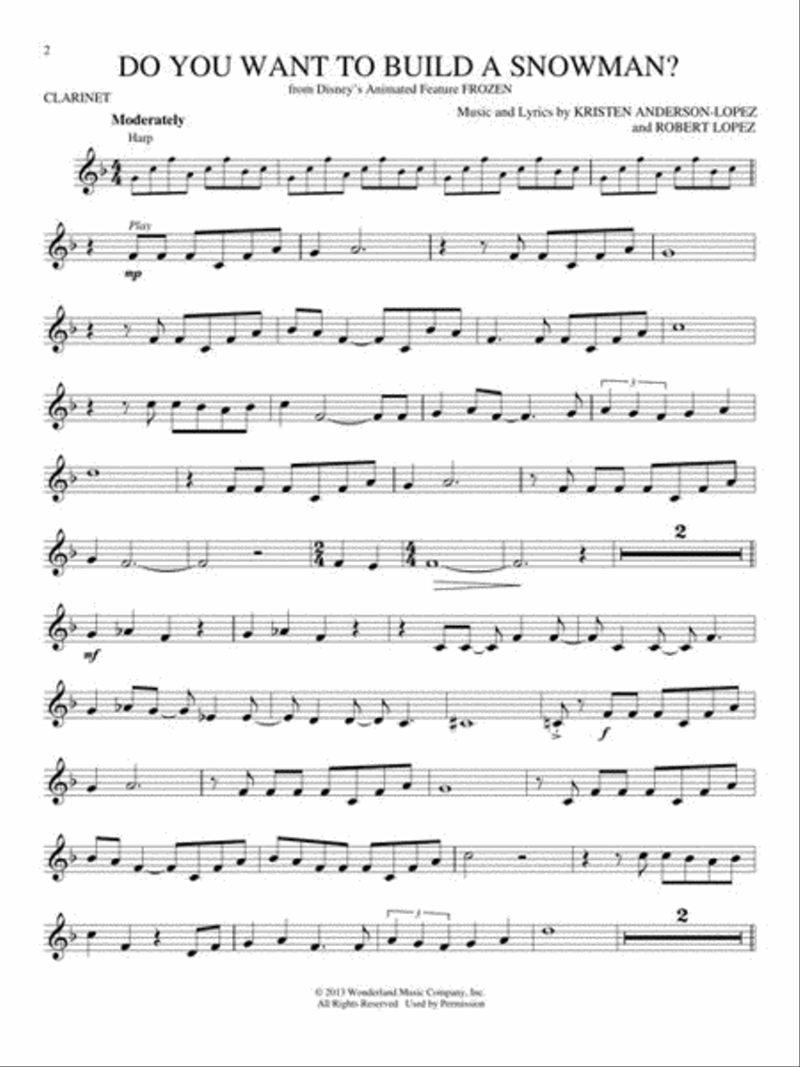 Songs from Frozen, Tangled and Enchanted Clarinet Solo scores gallery preview page 4