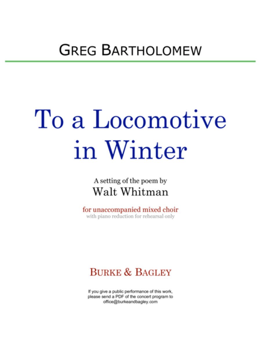 To a Locomotive in Winter 4-Part scores gallery preview page 1