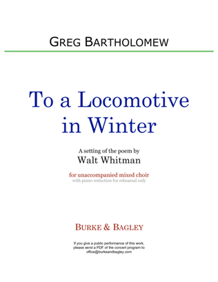 Book cover for To a Locomotive in Winter