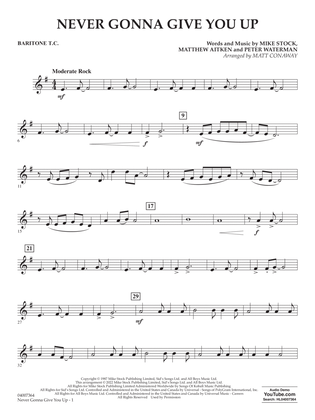 Book cover for Never Gonna Give You Up (arr. Matt Conaway) - Baritone T.C.