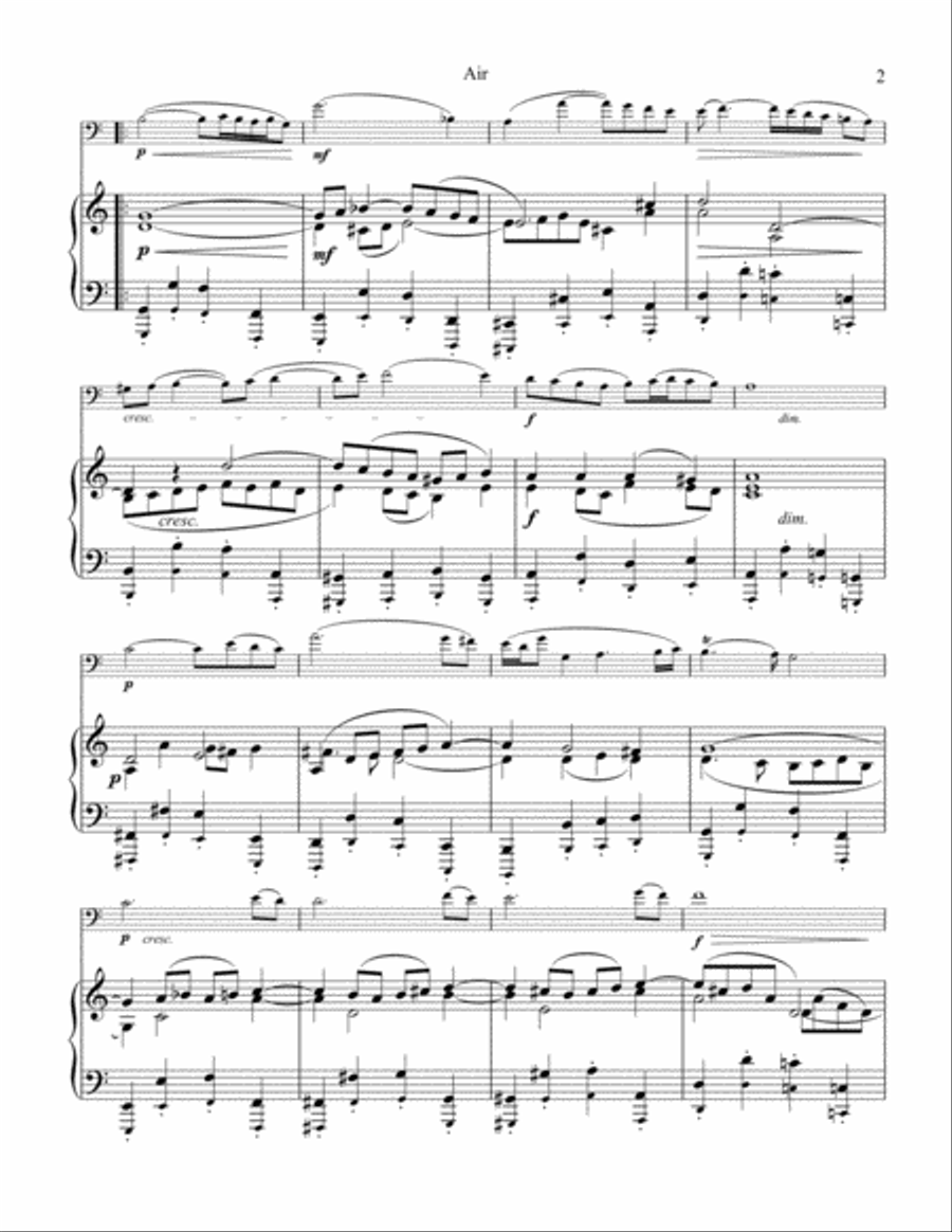 Air (on the G string) BWV 1068 for cello and piano Piano scores gallery preview page 3