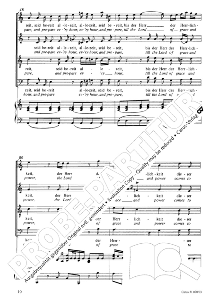 Watch now, praying, praying, watch now (Wachet! betet! betet! wachet!) 4-Part scores gallery preview page 14