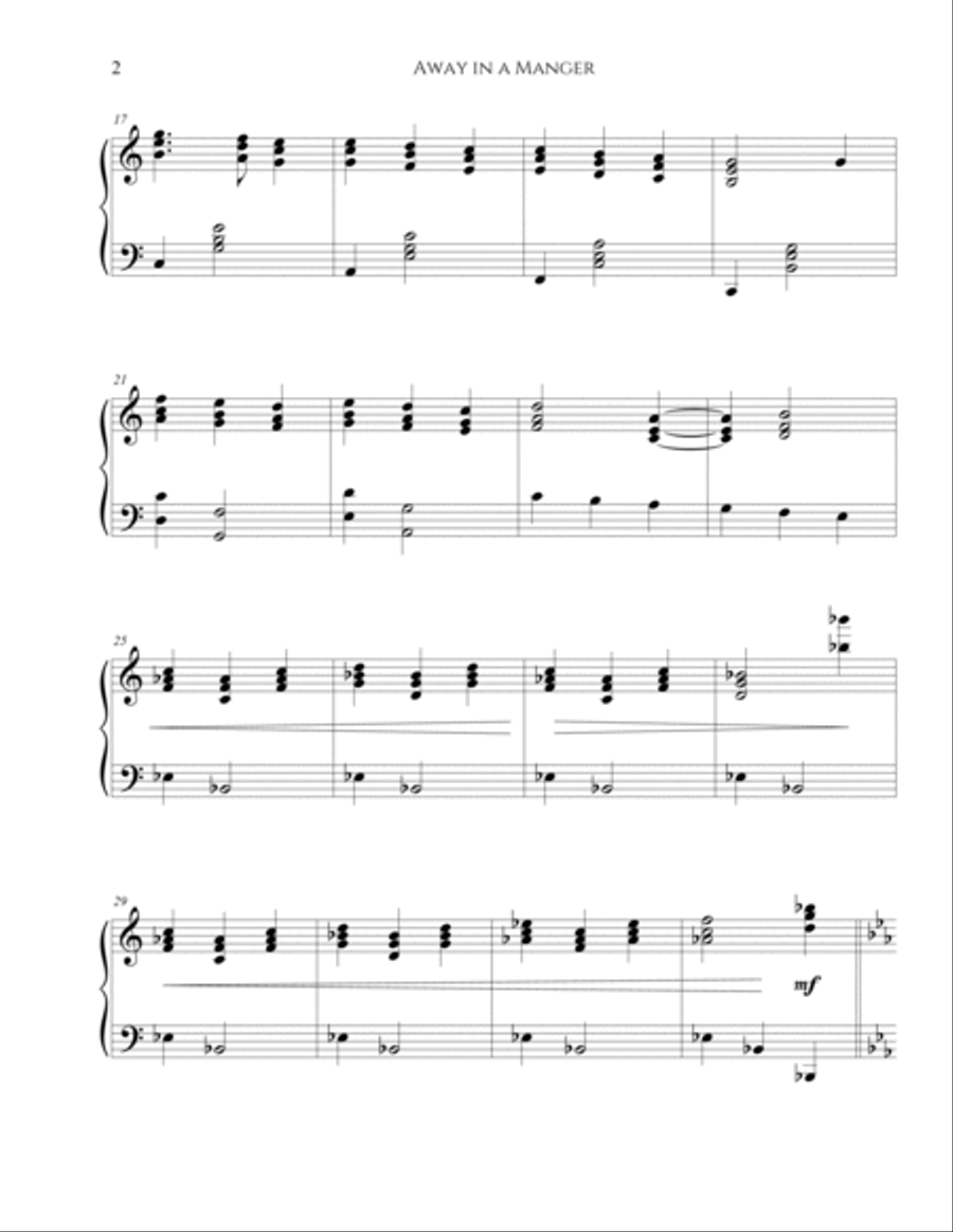 Away In A Manger Light Jazz Christmas Intermediate Piano Sheet Music Piano Solo scores gallery preview page 3