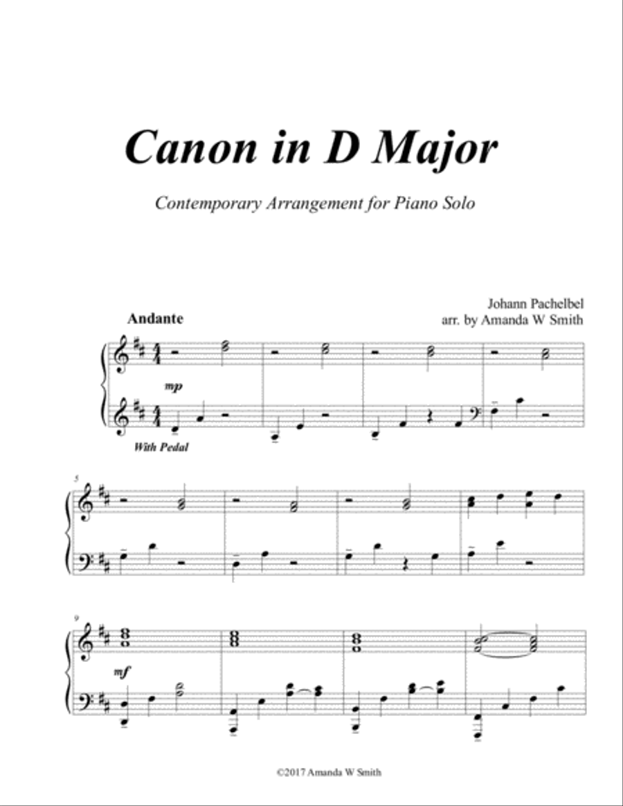 Canon in D (Pachelbel's Canon) Piano Solo Version Piano Solo scores gallery preview page 2