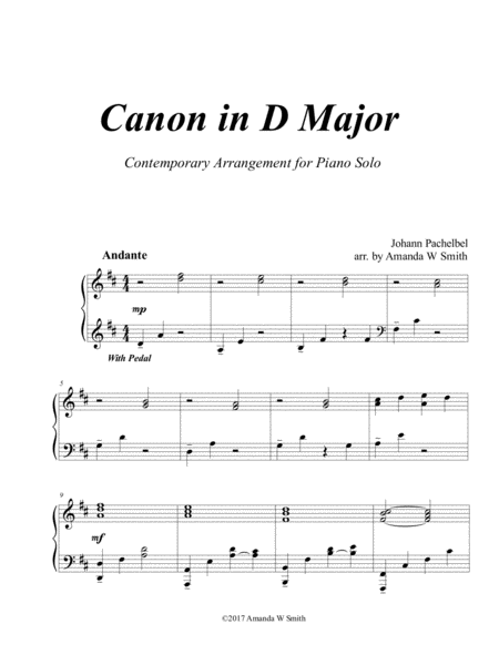 Canon in D (Pachelbel's Canon) Piano Solo Version image number null