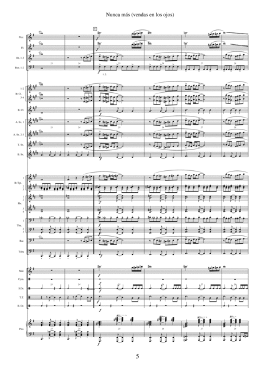 Nunca más(Vendas en los ojos) - Symphonic wind band Concert Band scores gallery preview page 5
