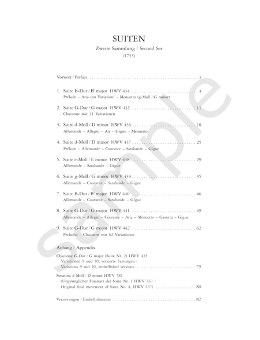 Keyboard Works -- Suites (Second Set) HWV 434-442 Piano scores gallery preview page 2