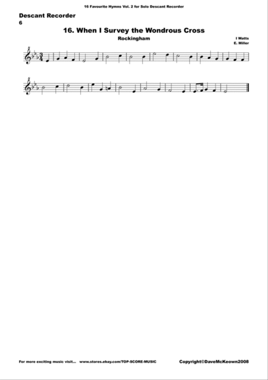 16 Favourite Hymns Vol.2 for solo Descant or Soprano Recorder Soprano Recorder scores gallery preview page 6