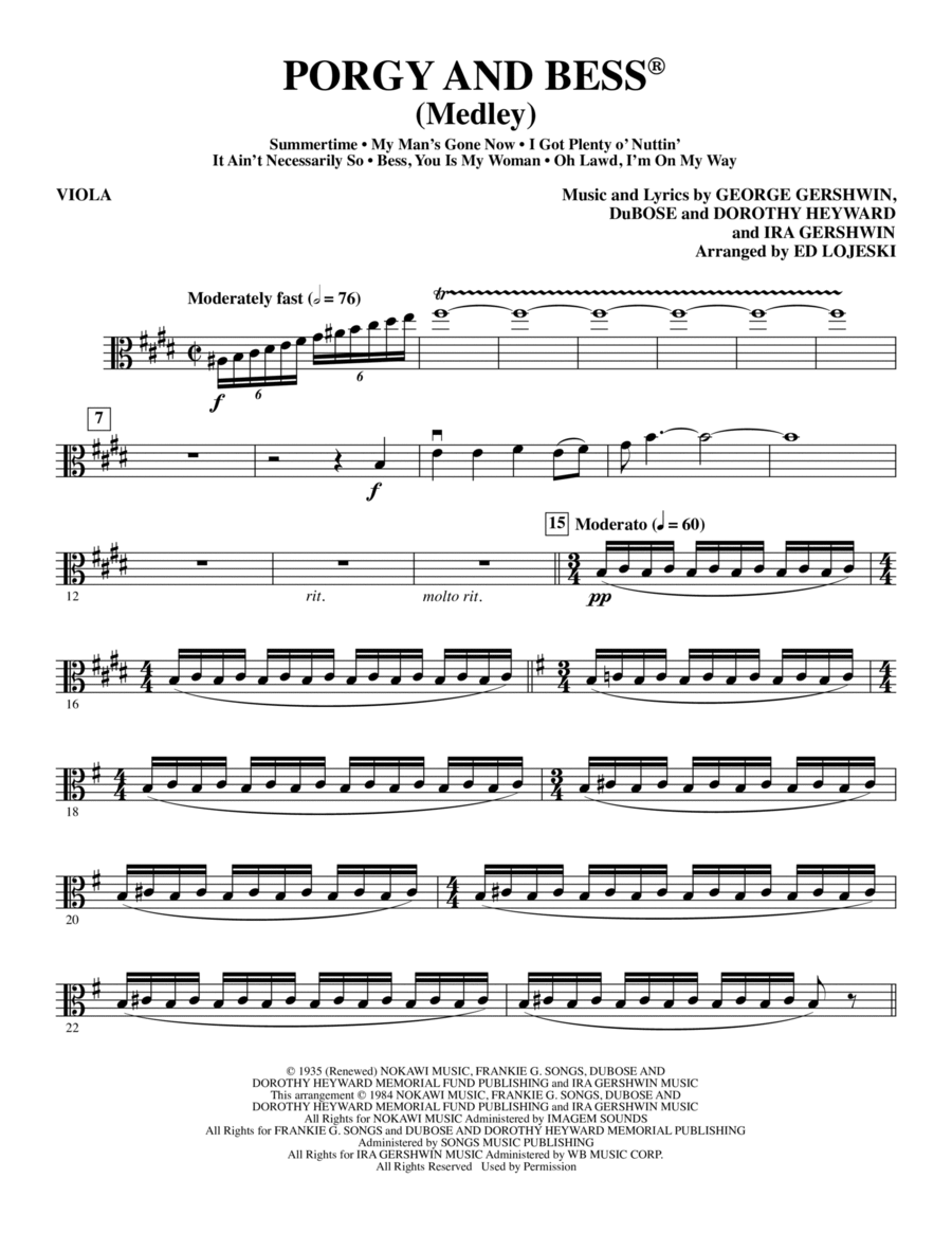 Porgy and Bess (Medley) - Viola Choir scores gallery preview page 1